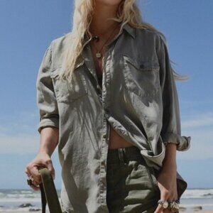 NWOT - One Teaspoon Liberty Denim Button Down Shirt IN ACID WASH